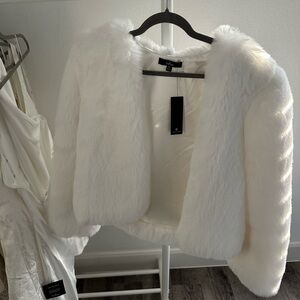 Lulus white fur cropped coat